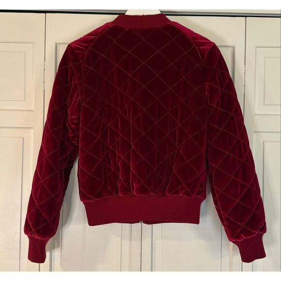Boohoo red velvet quilted bomber jacket size small - Picture 6 of 11